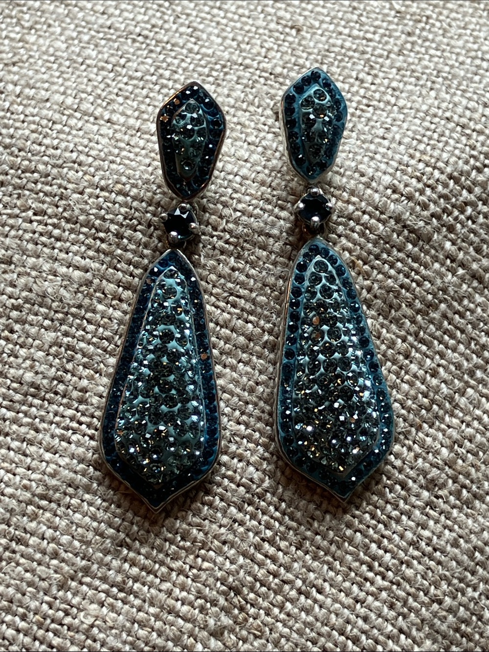 Blue Crystal Drop Earrings - Brand Unspecified